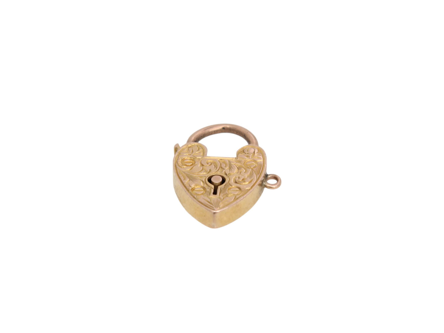 Antique 9ct Gold Chased Heart Padlock Pendant