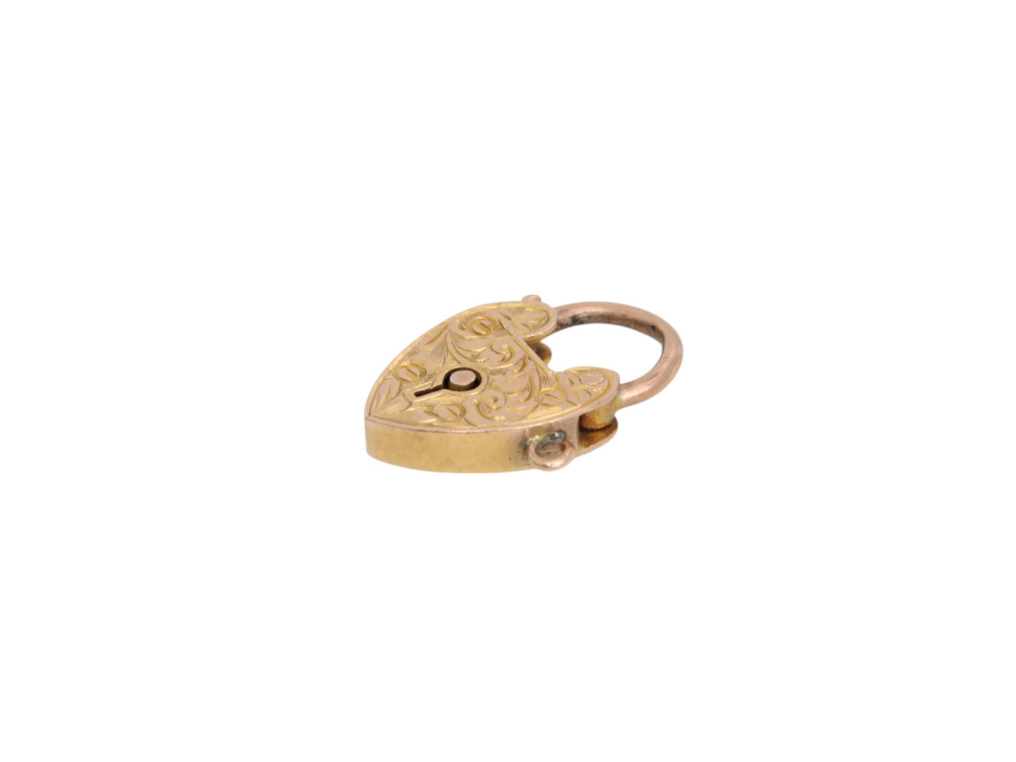 Antique 9ct Gold Chased Heart Padlock Pendant
