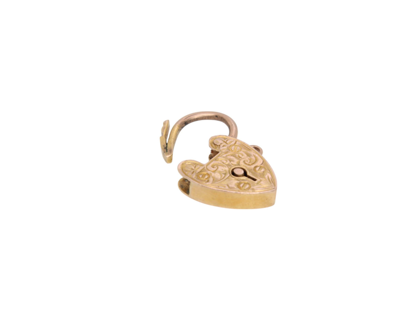 Antique 9ct Gold Chased Heart Padlock Pendant