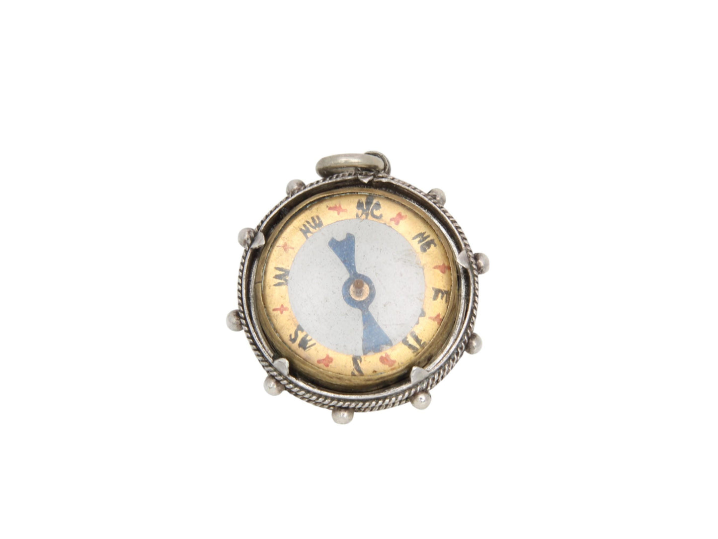 Antique Sterling Silver Compass Pendant, 1897