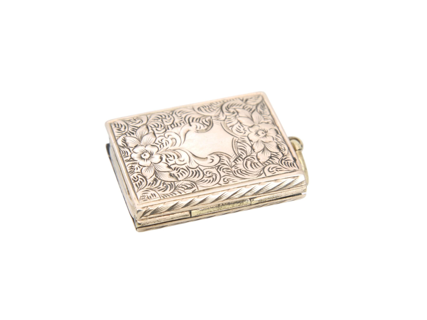 Antique-9ct-Gold-Ivy,-Forget-Me-Not-Book-Locket