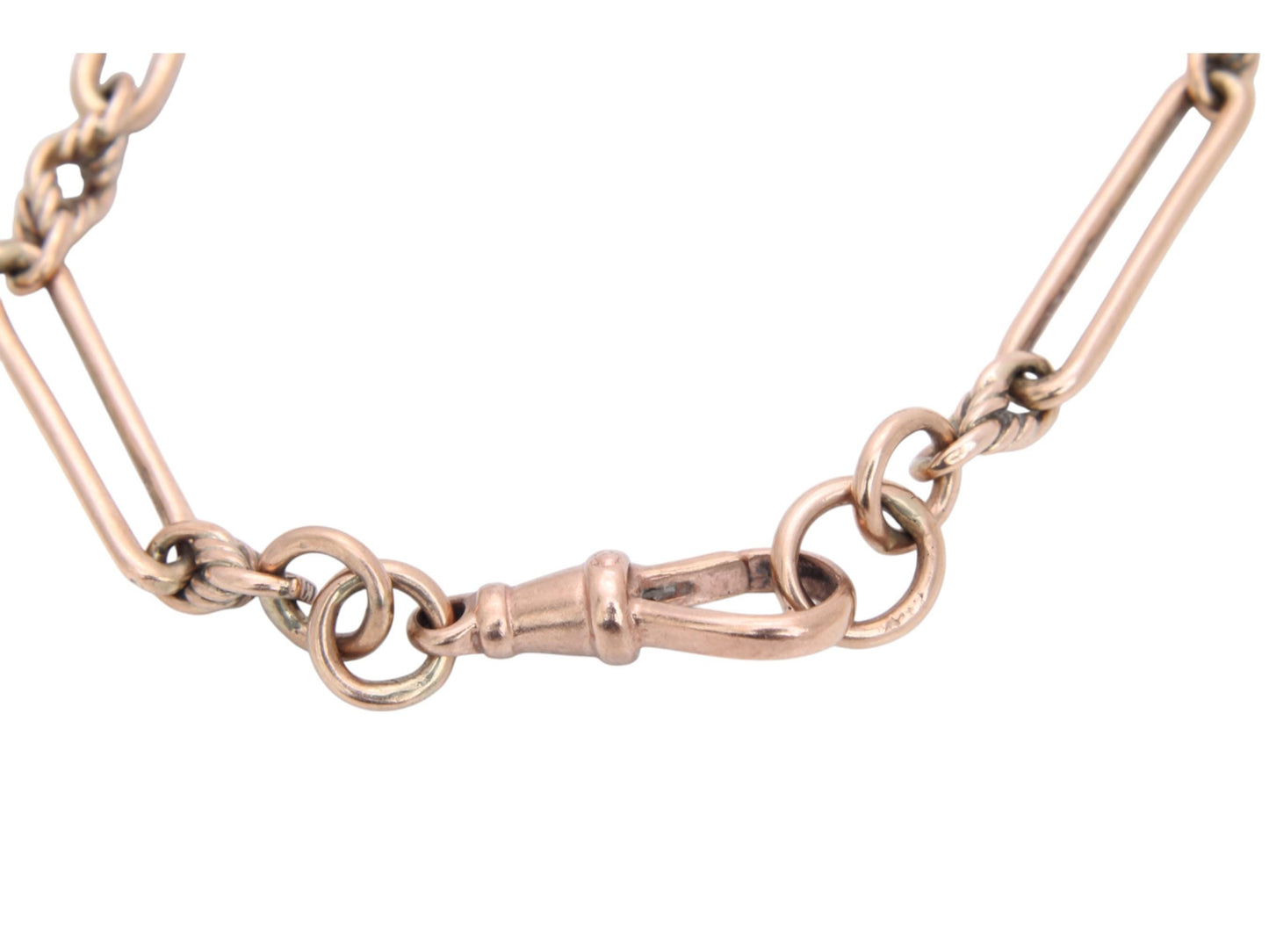 Antique 9ct Rose Gold Trombone Lovers Knot Bracelet, 7.5"