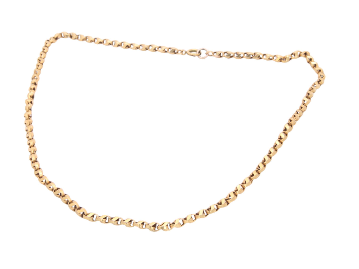 Antique 9ct Yellow Gold Tulip Link Necklace, 15.75"
