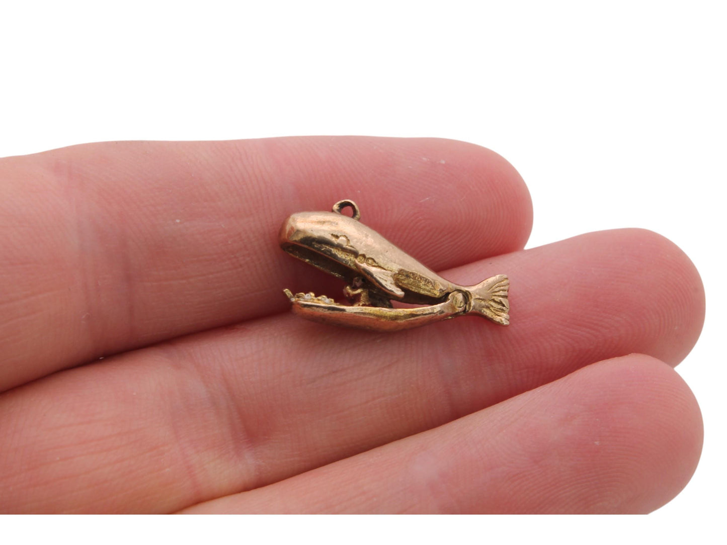Vintage 9ct Gold Opening Jonah & The Whale Charm Pendant