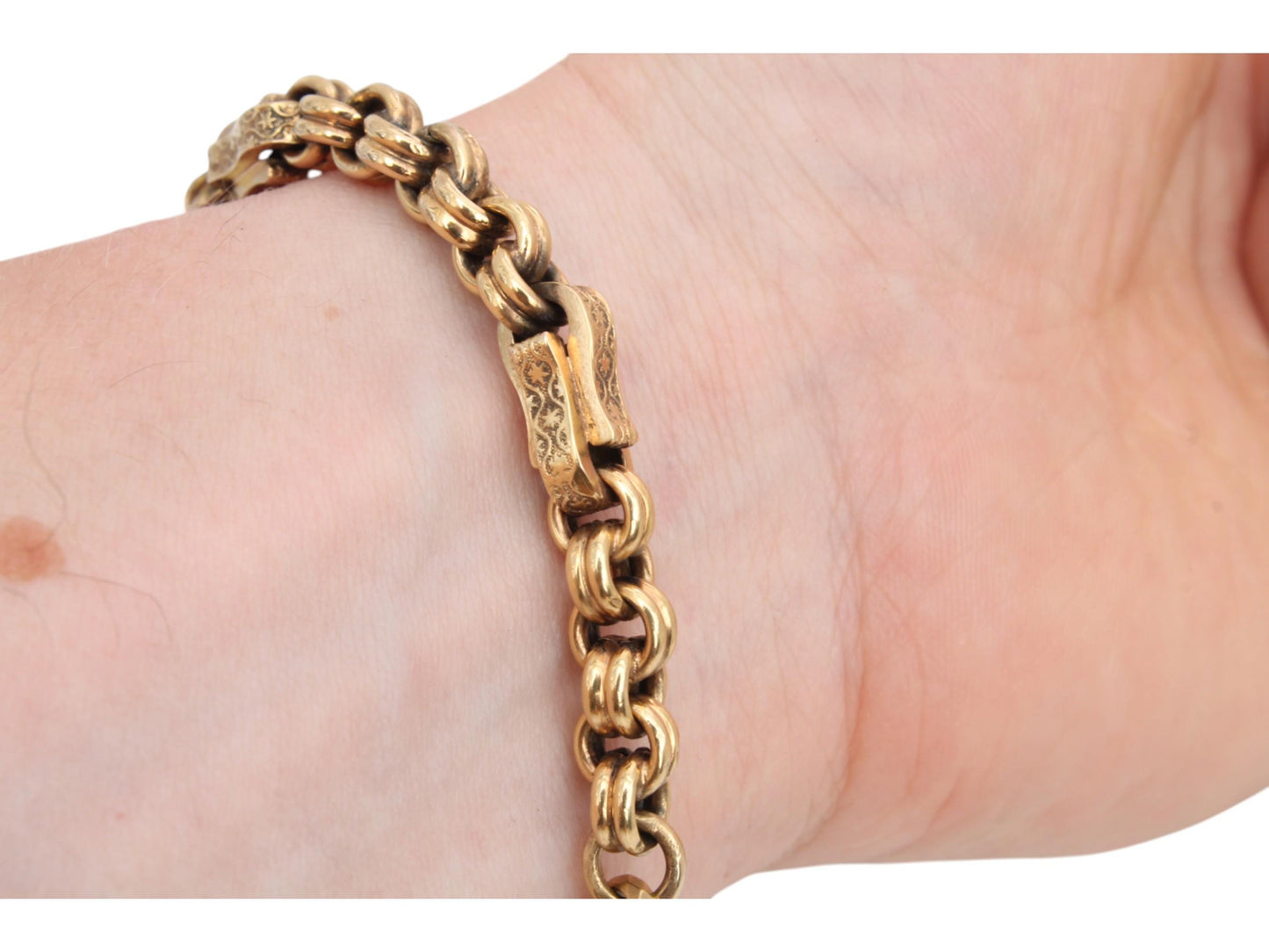 RESERVED-Antique-9ct-Gold-Fancy-Star-Link-Bracelet,-8"