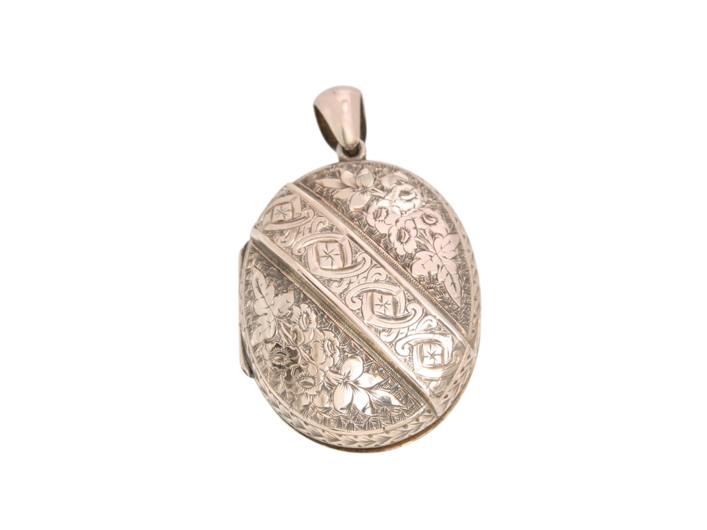 Antique 9ct Gold Chased Forget Me Not Floral Locket