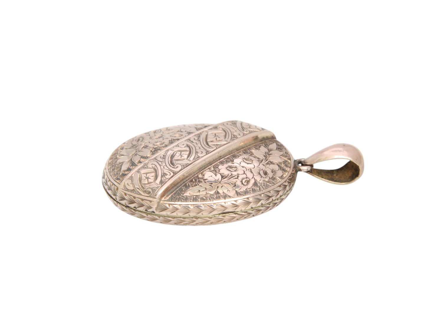 Antique 9ct Gold Chased Forget Me Not Floral Locket