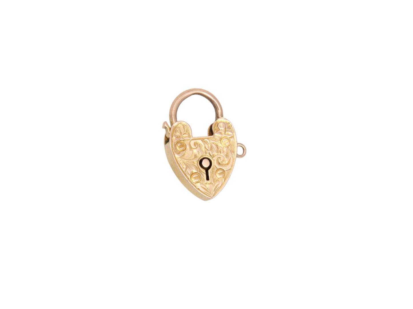 Antique 9ct Gold Chased Heart Padlock Pendant