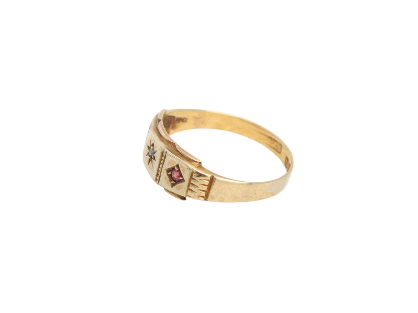 Antique-15ct-Gold-Diamond-Ruby-Gypsy-Ring,-1904