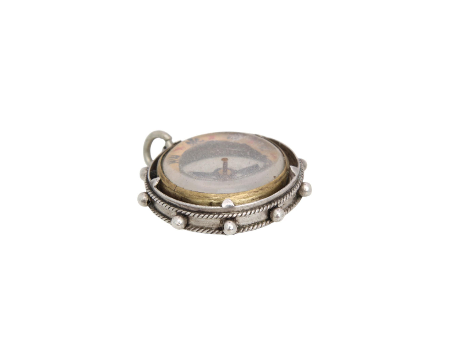 Antique Sterling Silver Compass Pendant, 1897