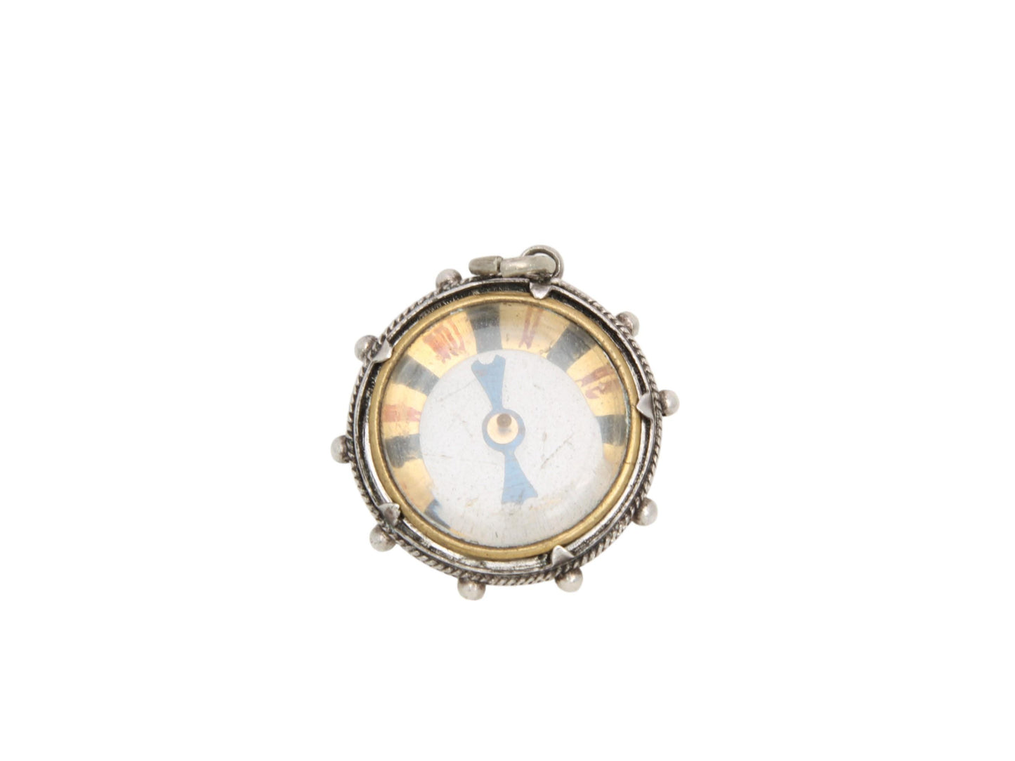 Antique Sterling Silver Compass Pendant, 1897