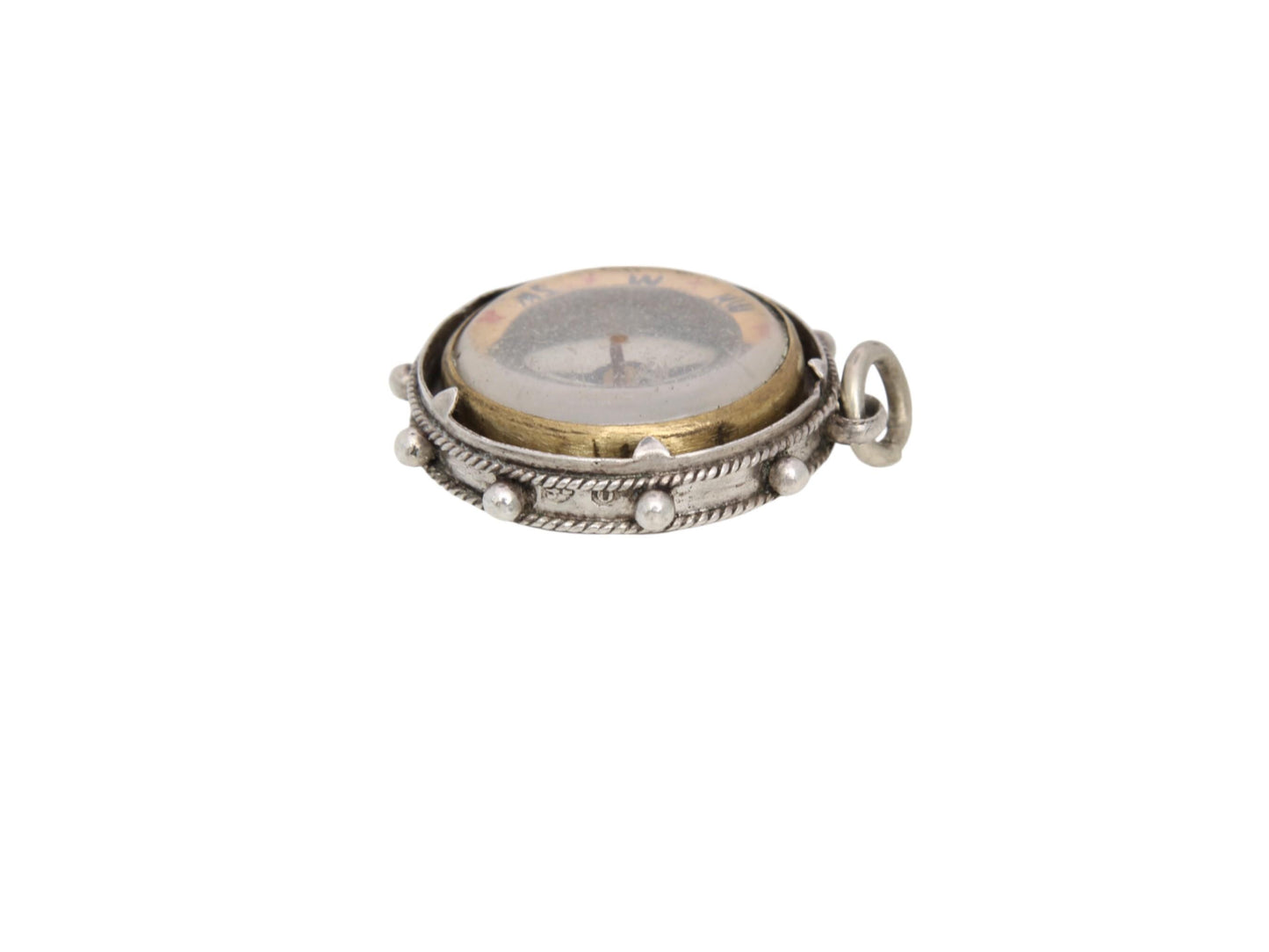 Antique-Sterling-Silver-Compass-Pendant,-1897