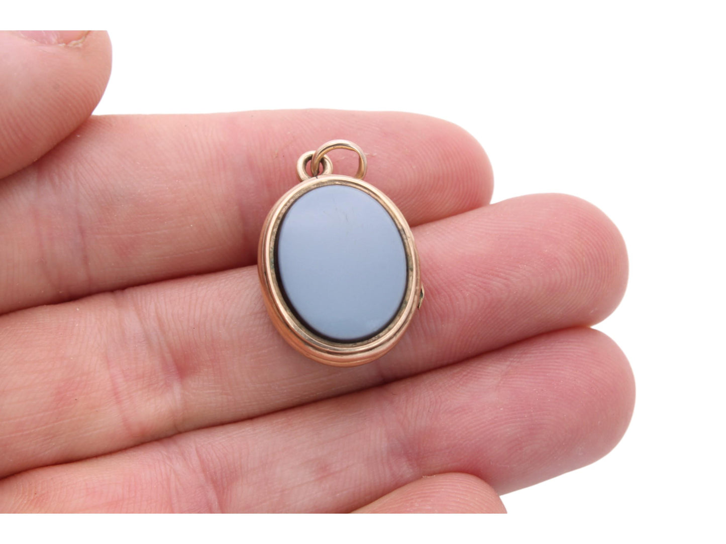 Antique 9ct Gold Bloodstone & Blue Sardonyx Locket