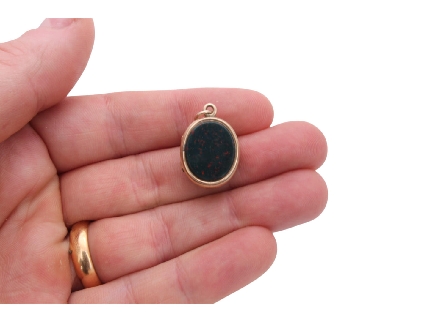 Antique 9ct Gold Bloodstone & Blue Sardonyx Locket