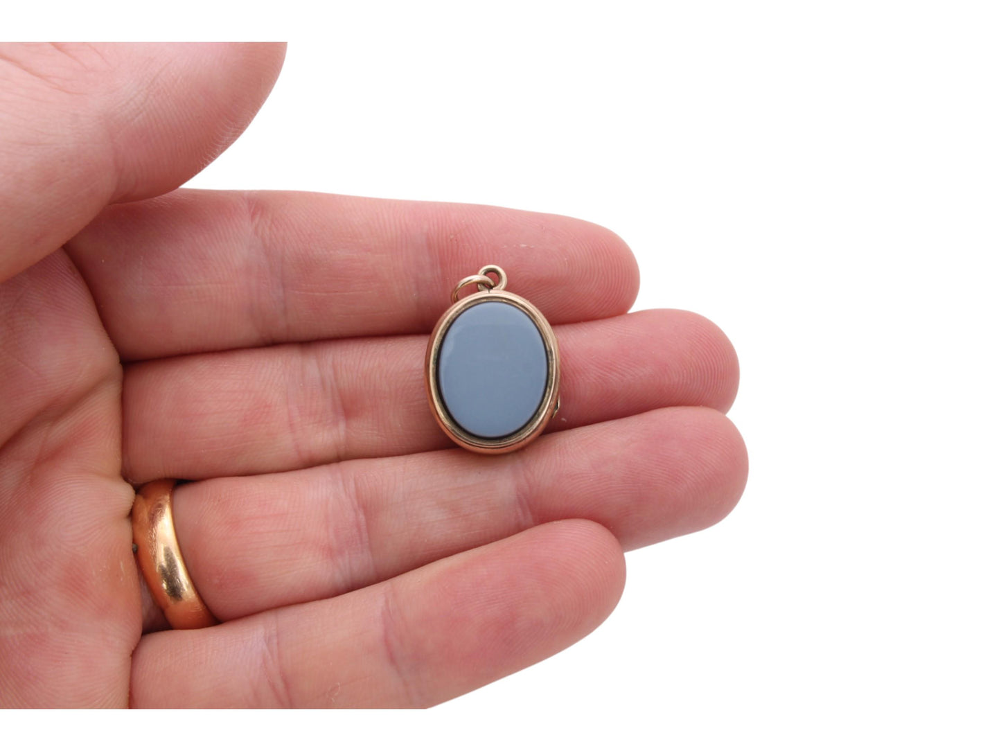 Antique 9ct Gold Bloodstone & Blue Sardonyx Locket