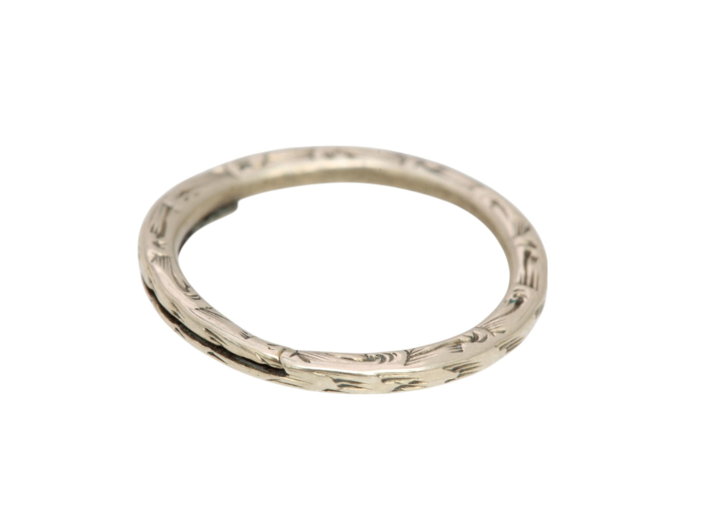 Antique 9ct Gold Chased Split Ring, 13.5mm