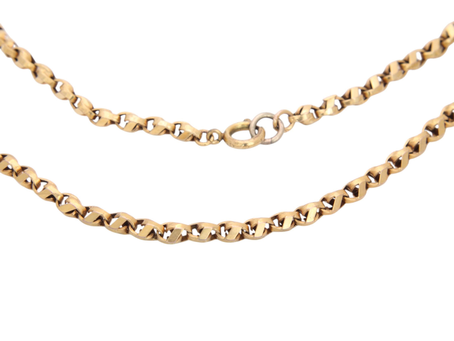 Antique 9ct Yellow Gold Tulip Link Necklace, 15.75"