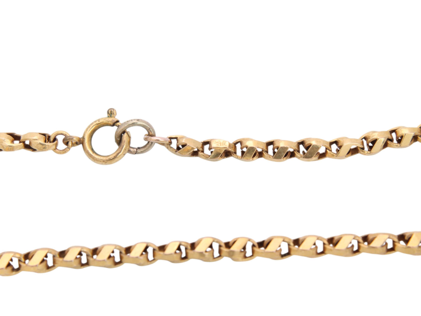 Antique 9ct Yellow Gold Tulip Link Necklace, 15.75"