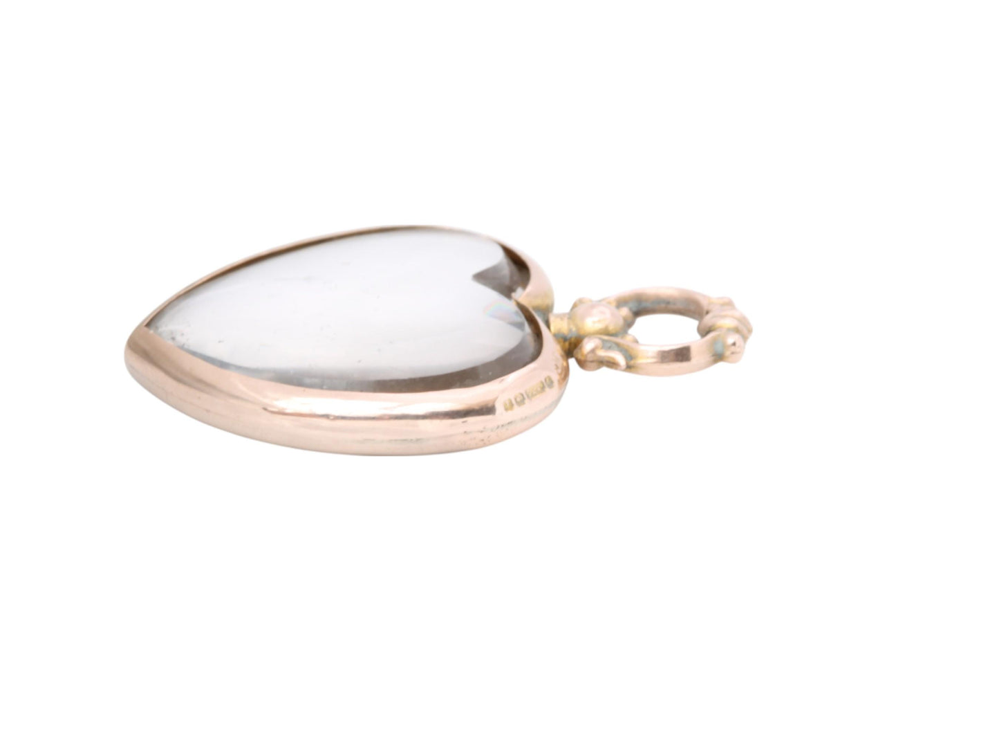 Antique 9ct Gold Glass Heart Locket Pendant