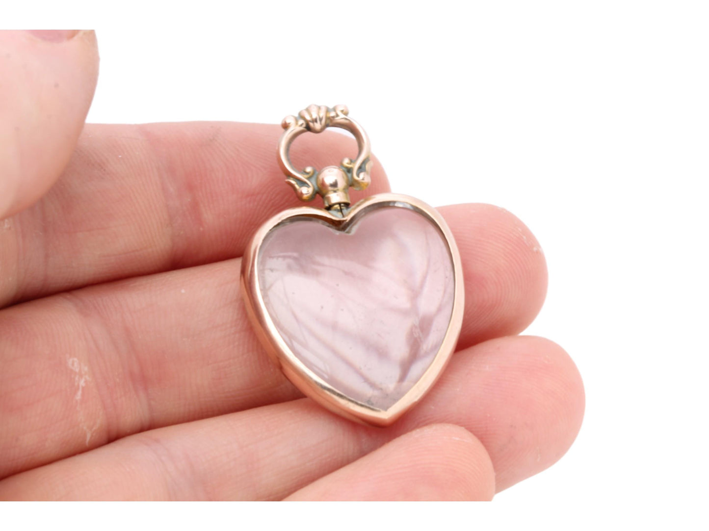 Antique 9ct Gold Glass Heart Locket Pendant