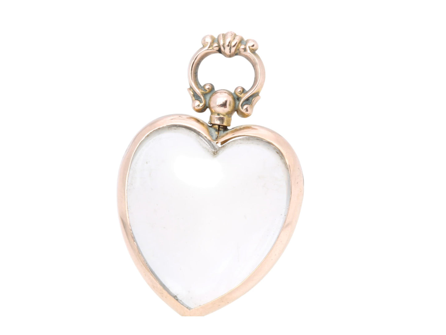 Antique 9ct Gold Glass Heart Locket Pendant