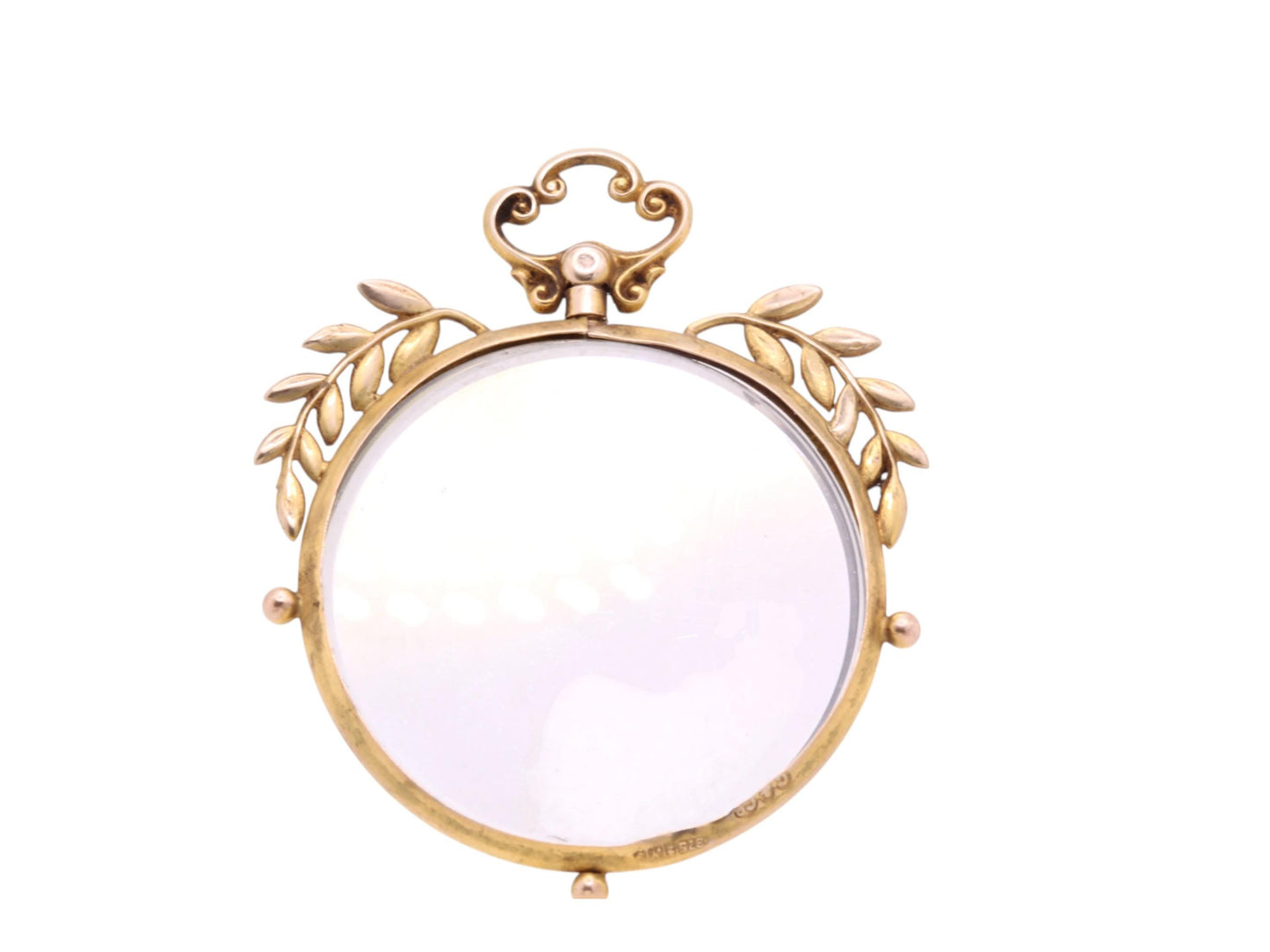Antique 9ct Gold Open Face Glass Locket Pendant
