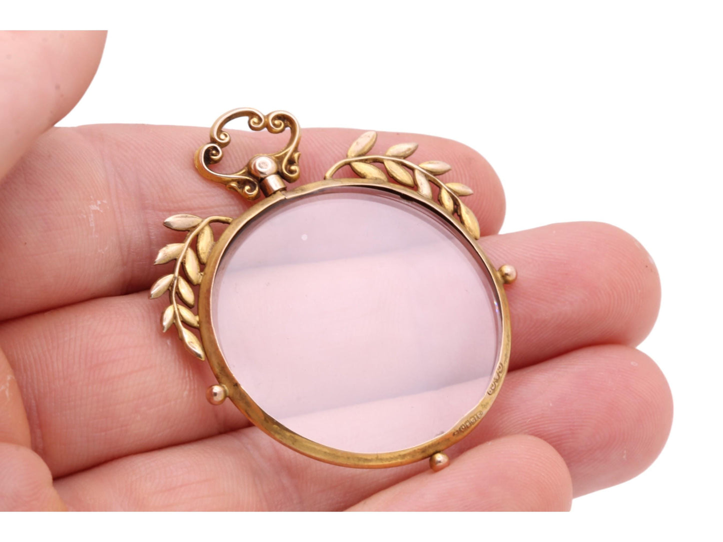 Antique 9ct Gold Open Face Glass Locket Pendant