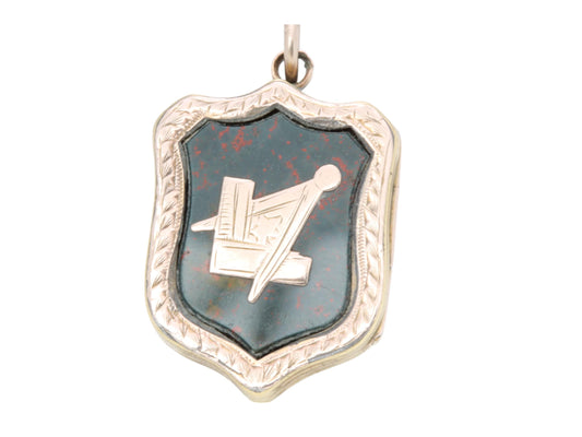 Antique 9ct Gold Masonic Bloodstone Shield Locket