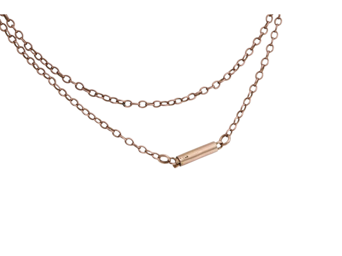 Antique 9ct Rose Gold Dainty Rolo Link Necklace, 17.75"