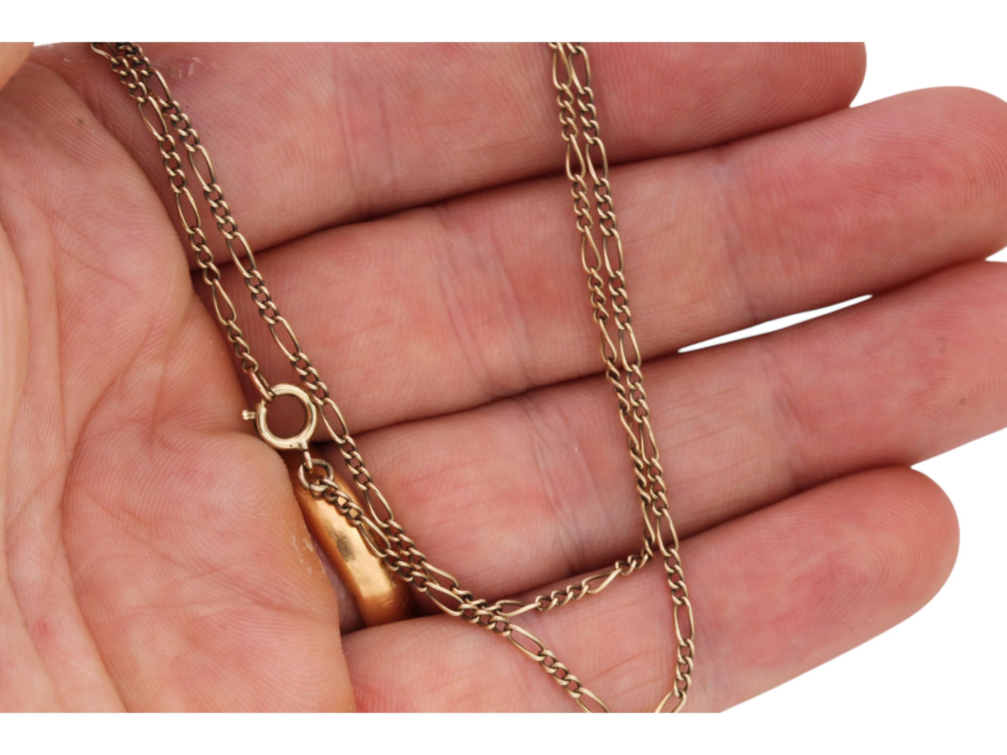 Vintage 9ct Gold Figaro Link Necklace, 18.75"