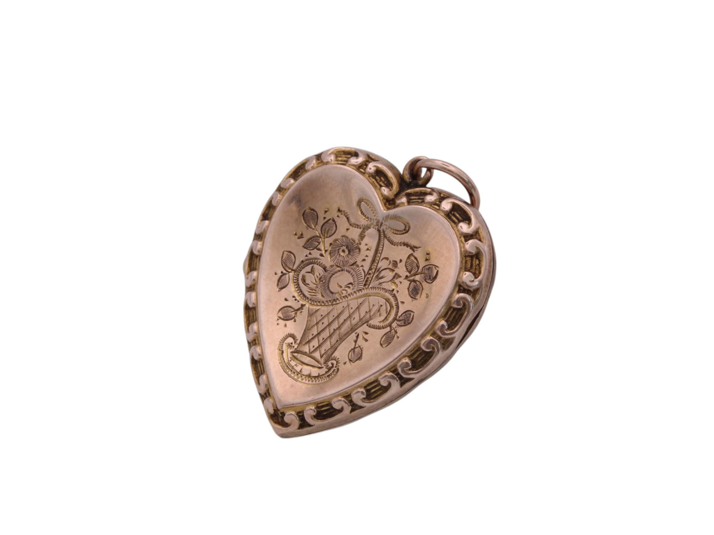 Antique 9ct Gold Heart Bouquet Of Flowers Locket