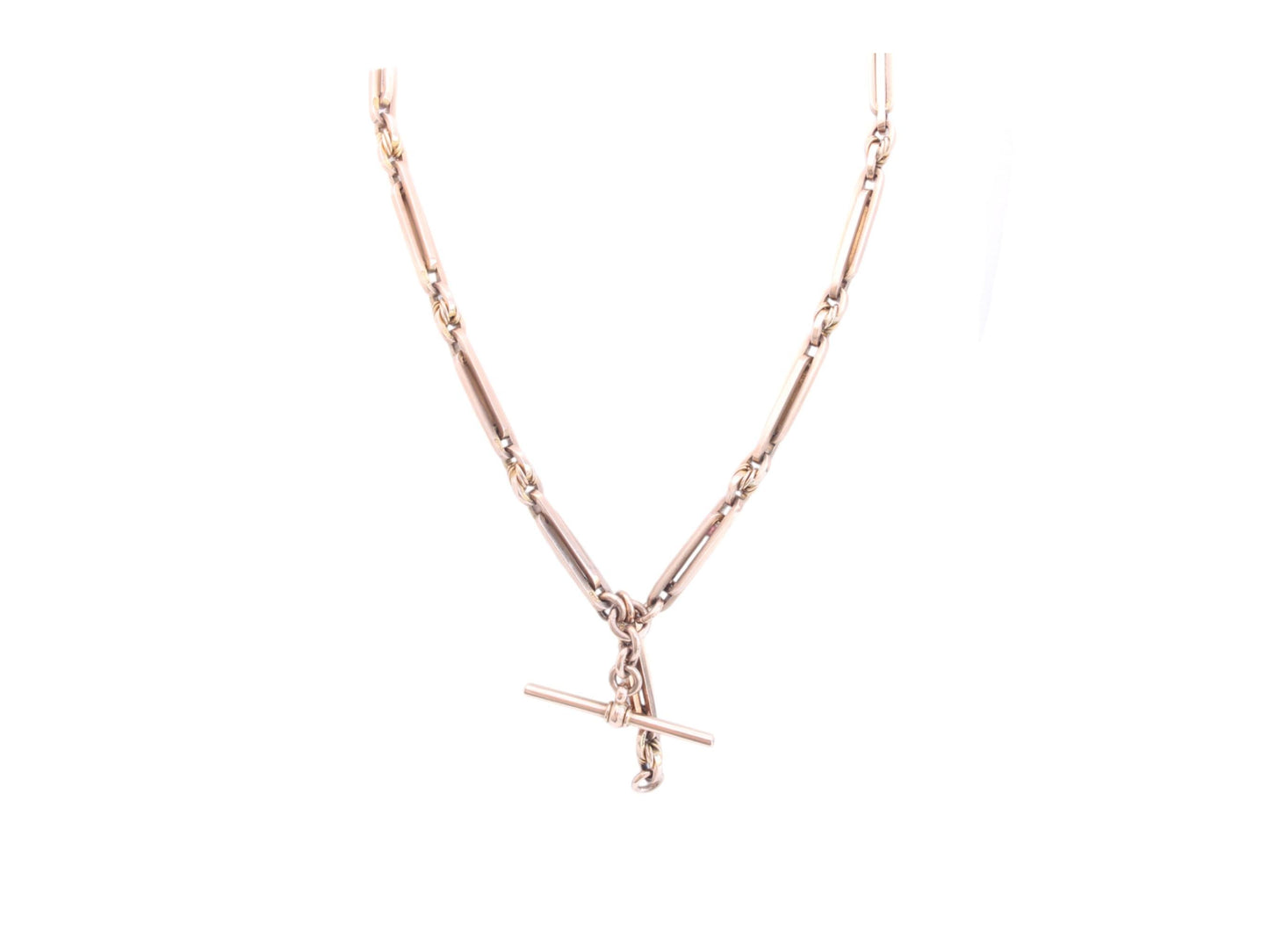 Antique 9ct Gold Fetter & Love Knot Link Double Albert Necklace Chain, 45g, 15.25"