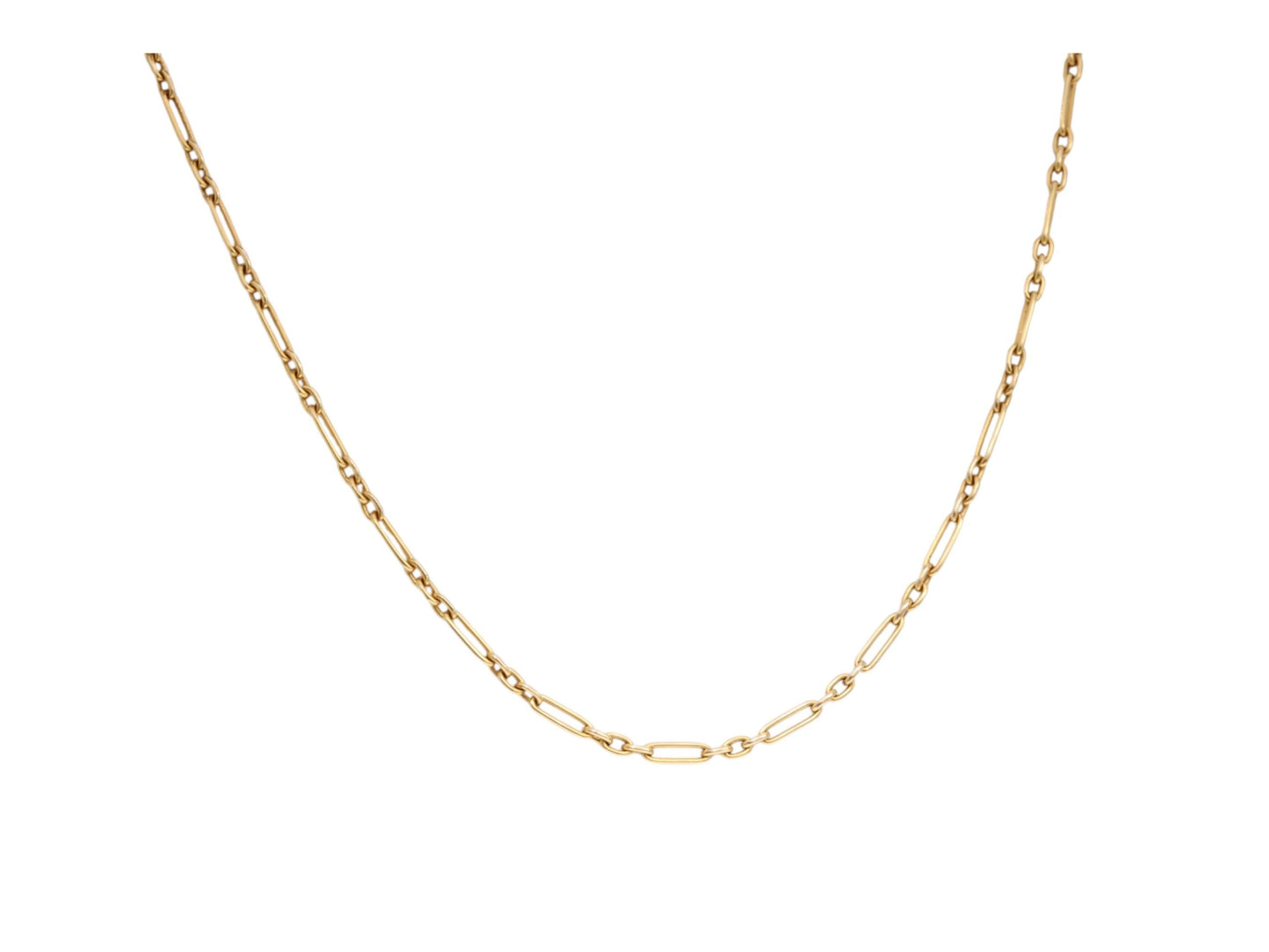 Antique 15ct Yellow Gold Trombone Link Necklace, 15"