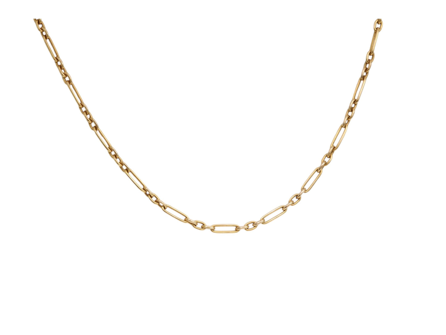 Antique 15ct Yellow Gold Trombone Link Necklace, 15"