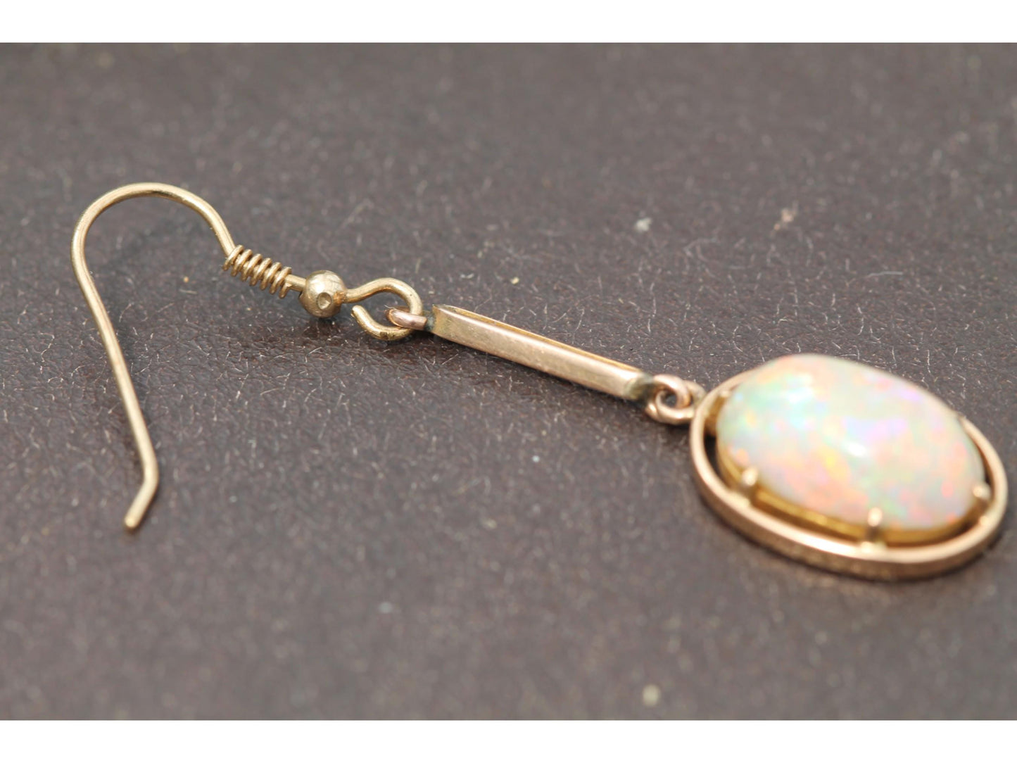 Antique Edwardian 15ct Yellow Gold Opal Drop Earrings