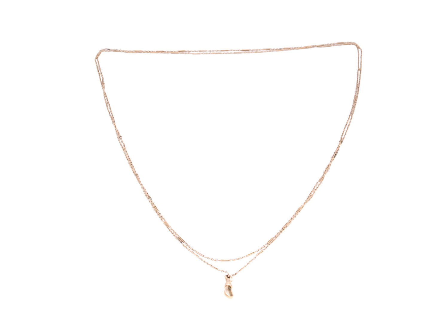 Antique 15ct Gold Trombone Link Long Guard, 53.5"