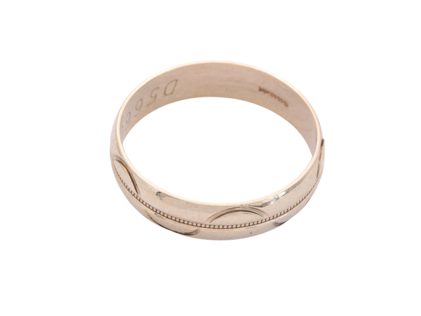 Vintage 9ct Gold Wave Pattern Wedding Band Ring