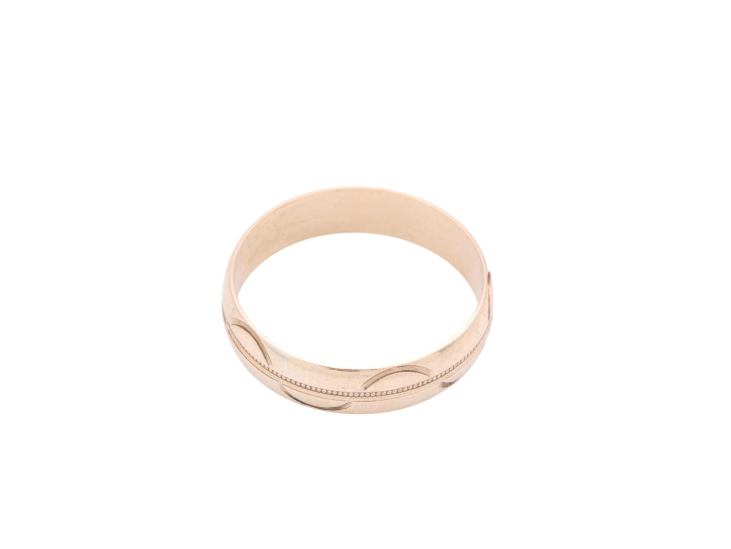 Vintage 9ct Gold Wave Pattern Wedding Band Ring