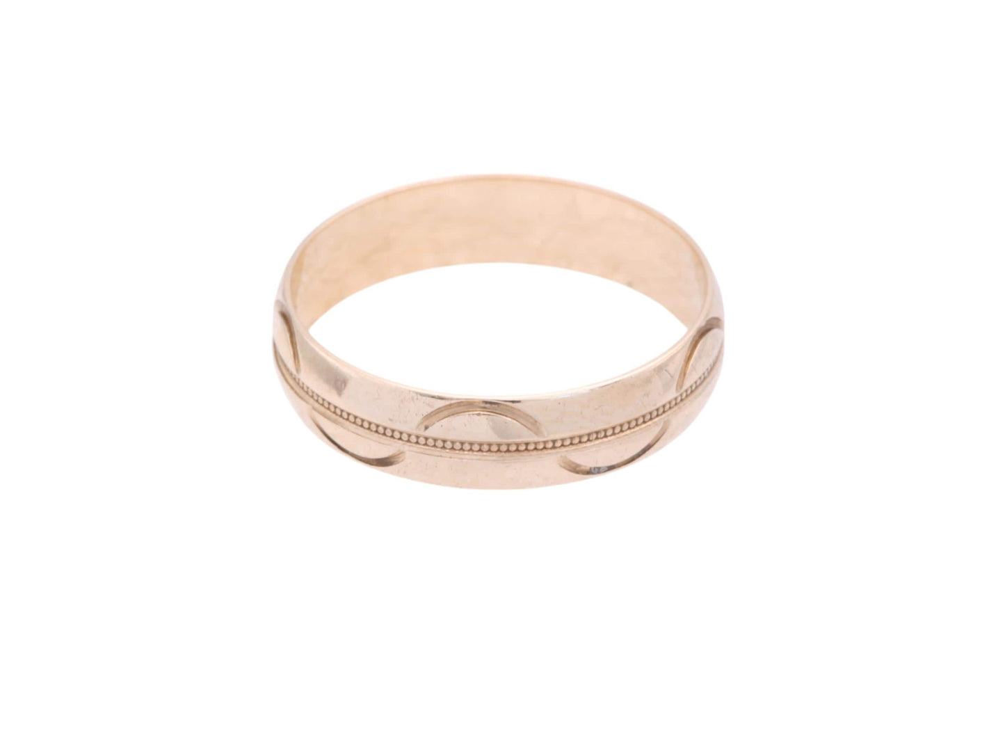 Vintage 9ct Gold Wave Pattern Wedding Band Ring