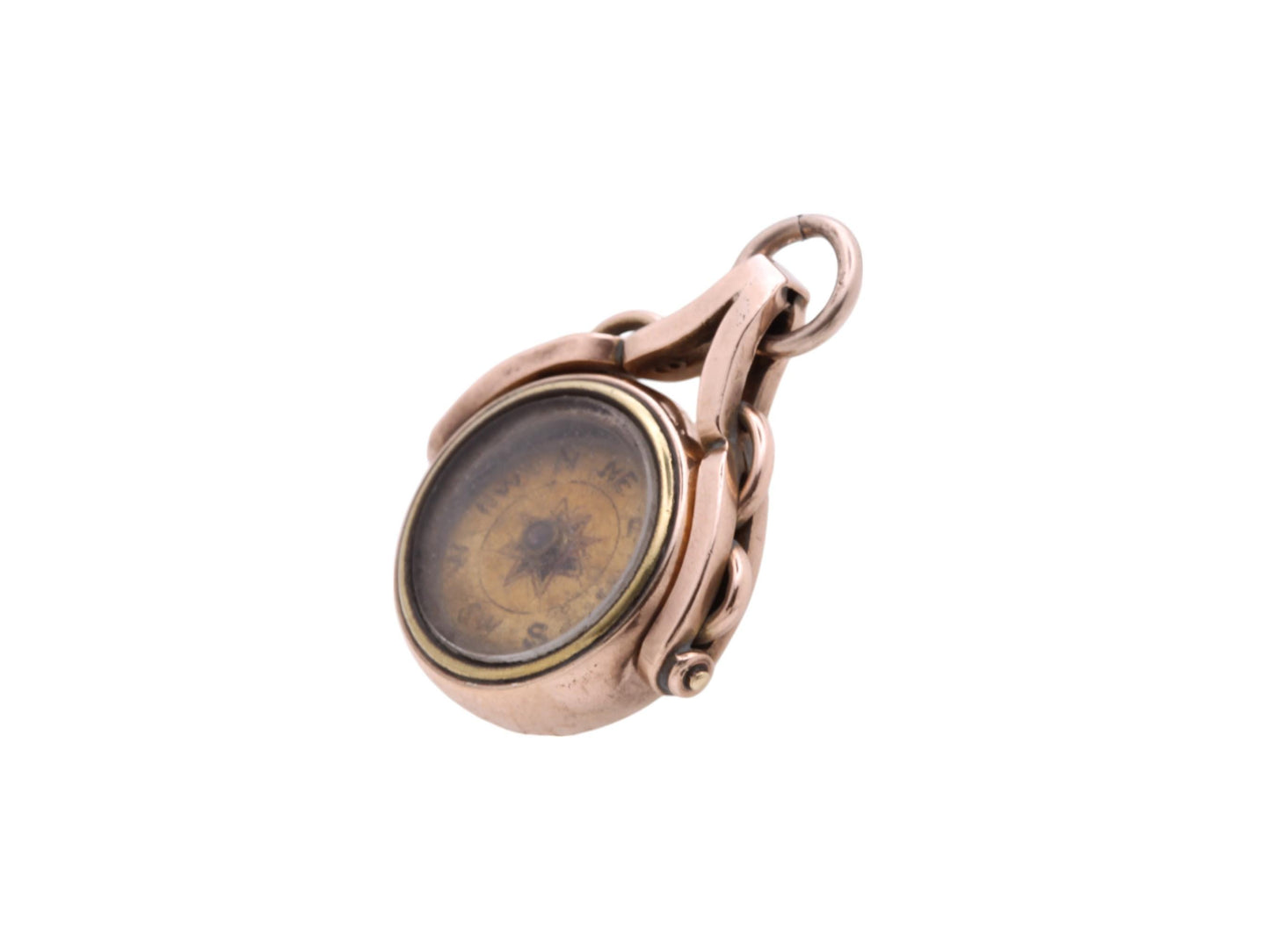 Antique 10ct Rose Gold Compass Spinner Pendant