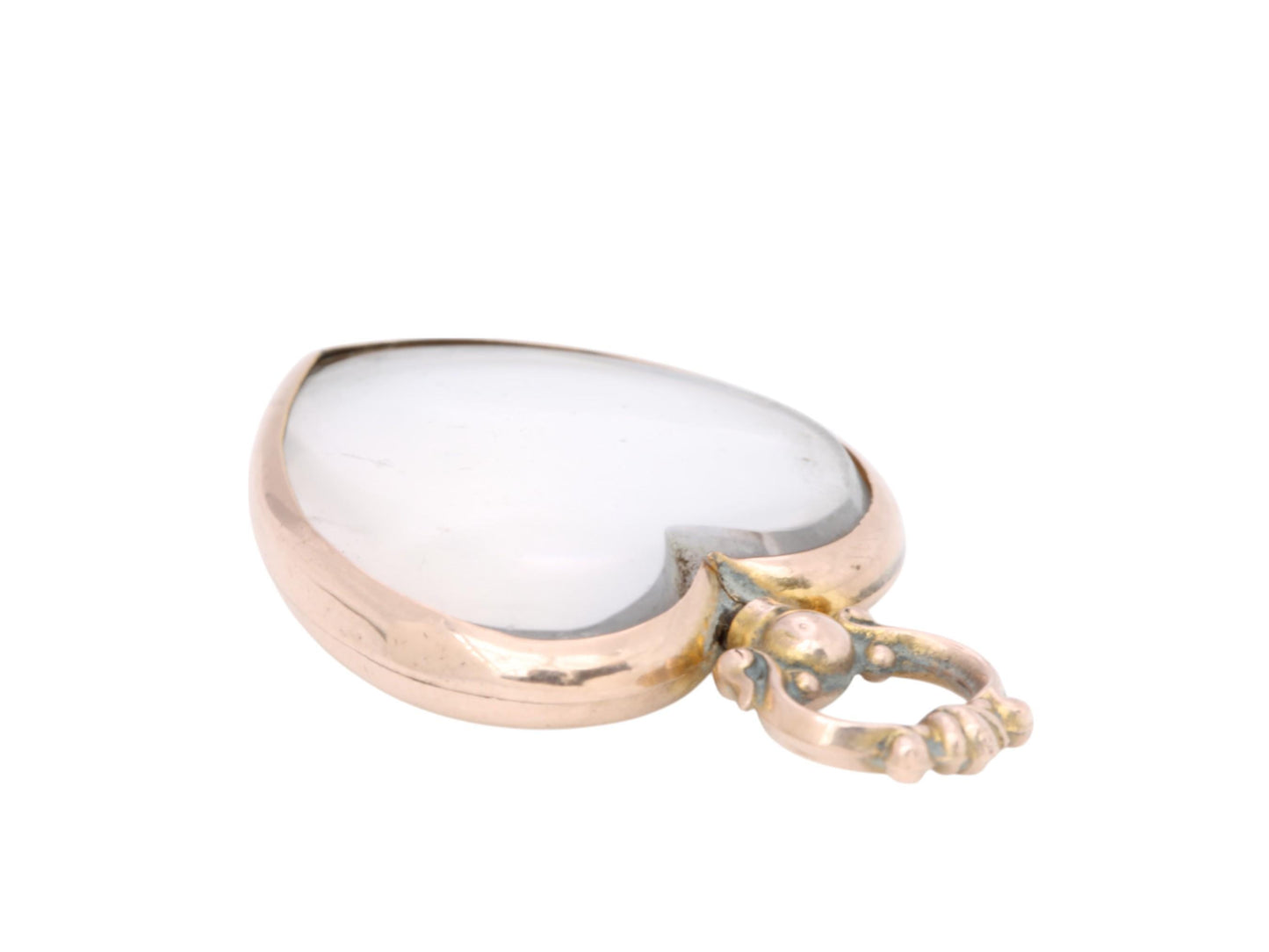 Antique 9ct Gold Glass Heart Locket Pendant