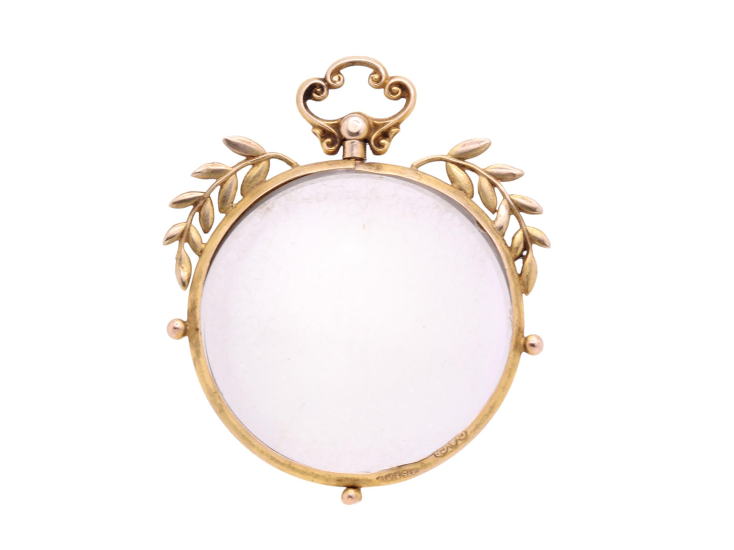 Antique 9ct Gold Open Face Glass Locket Pendant