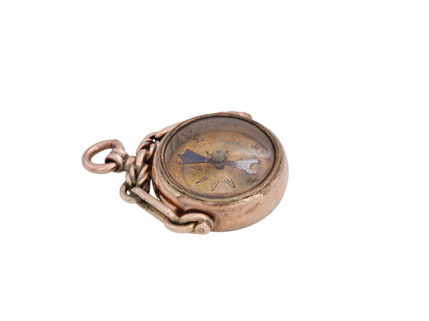 Antique-9ct-Gold-Carnelian-Compass-Pendant,-1891