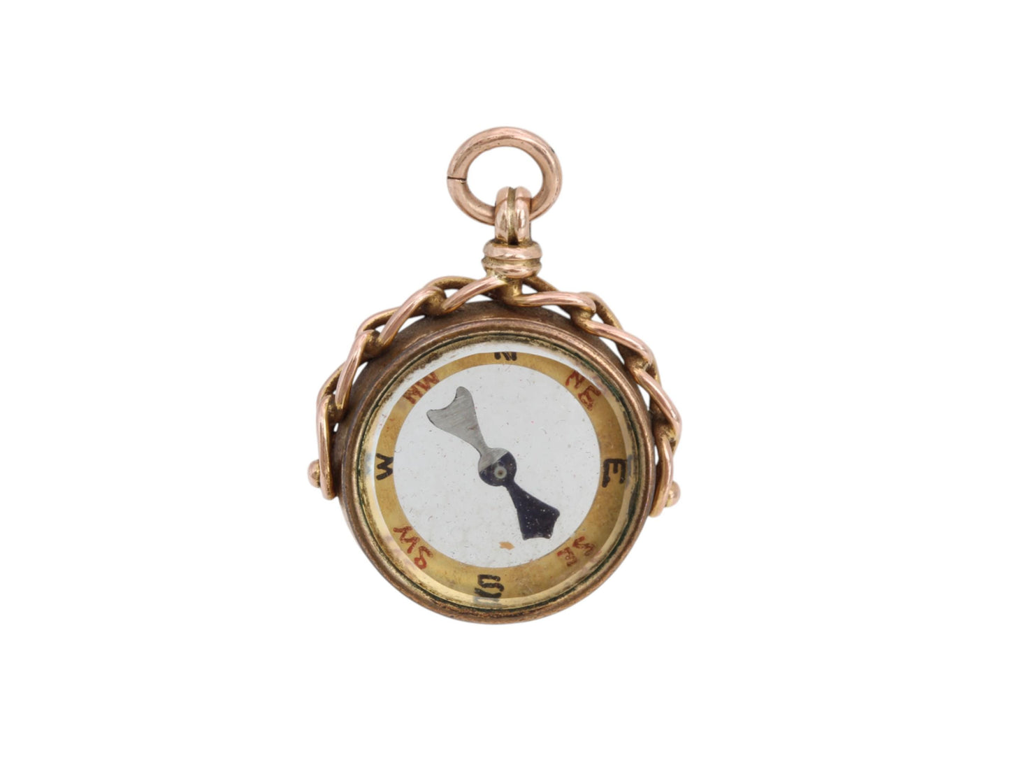Antique-9ct-Rose-Gold-Compass-Pendant,-1924