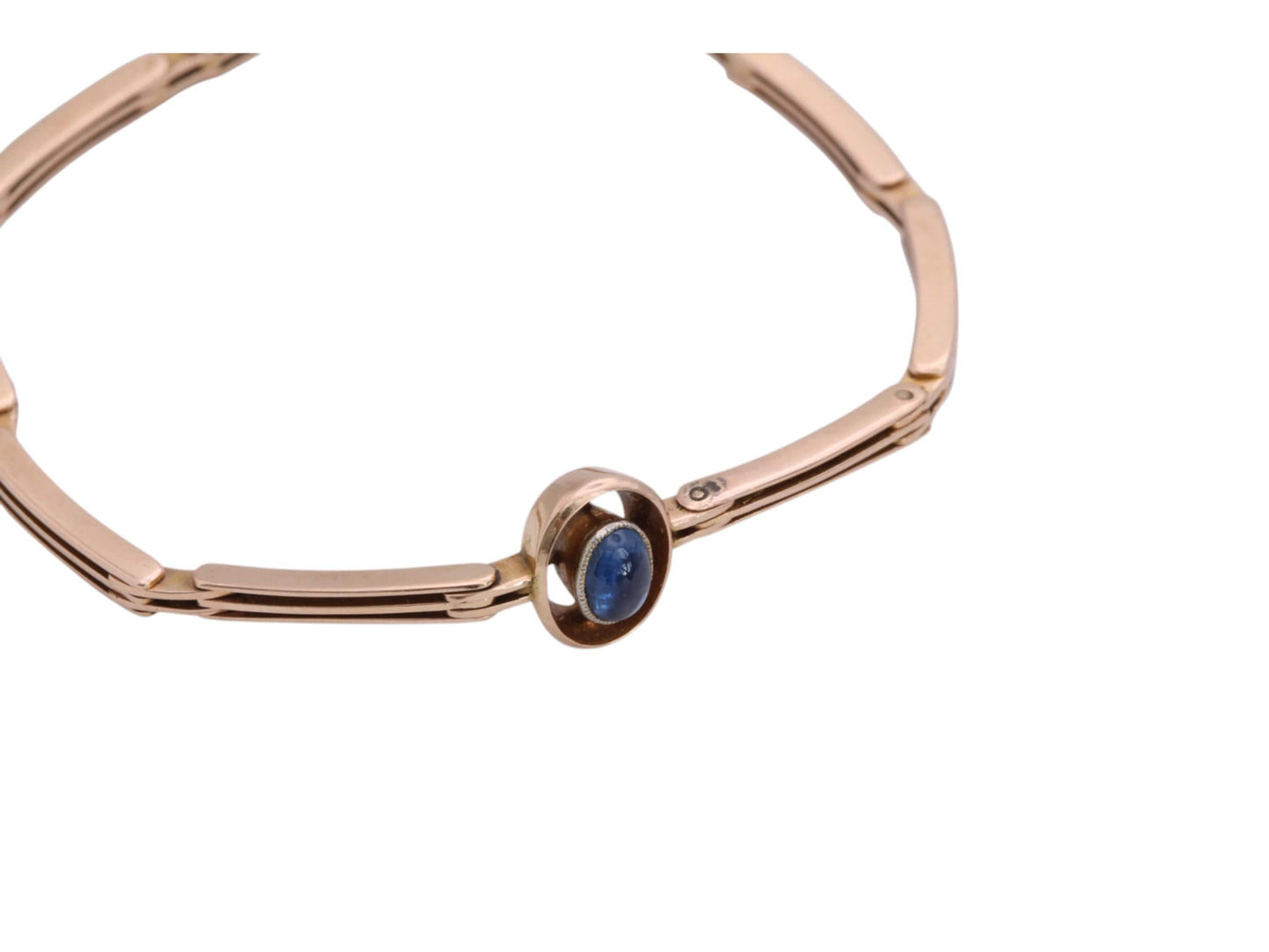 Antique 15ct Gold Cabochon Sapphire Bracelet, 6"