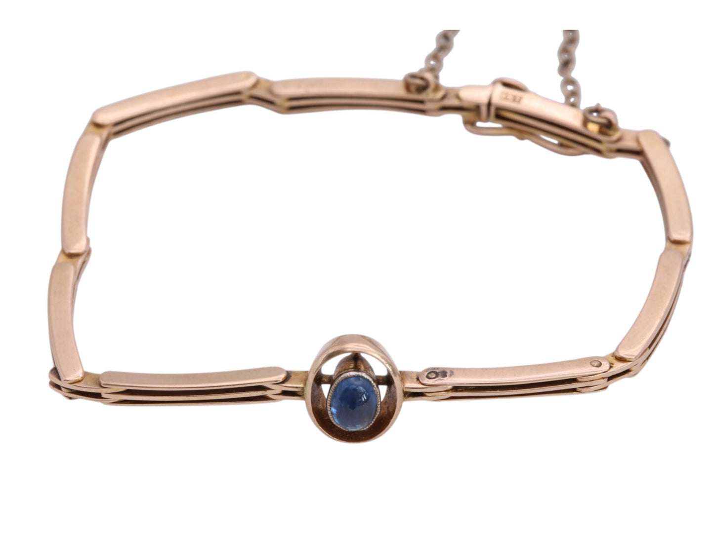 Antique 15ct Gold Cabochon Sapphire Bracelet, 6"