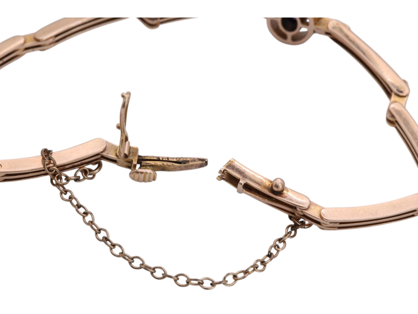 Antique-15ct-Gold-Cabochon-Sapphire-Bracelet,-6"