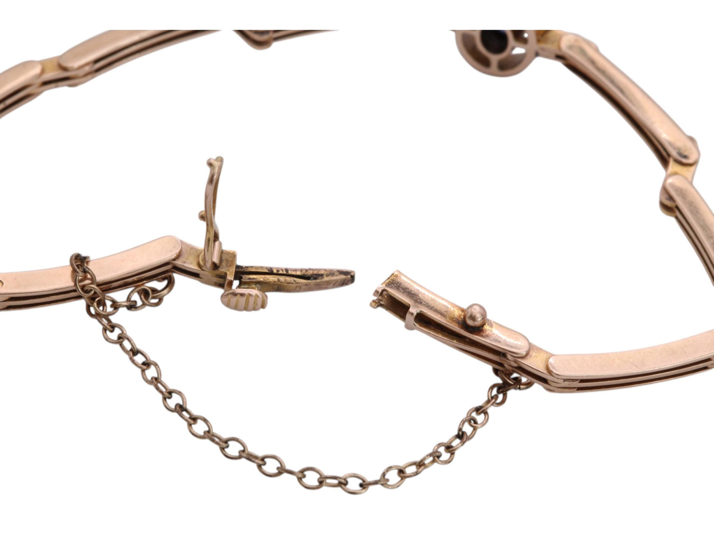 Antique-15ct-Gold-Cabochon-Sapphire-Bracelet,-6"