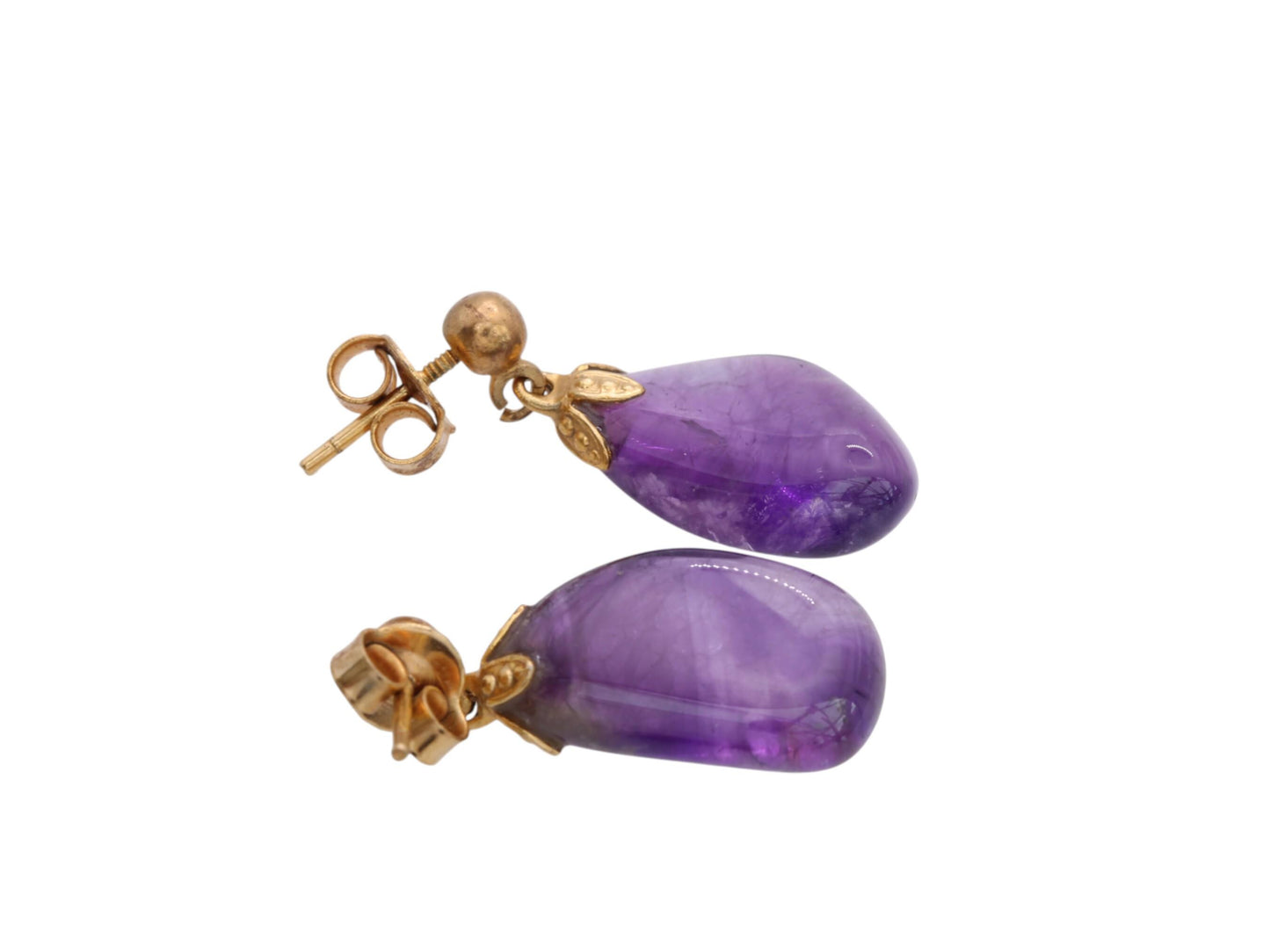 Vintage 9ct Gold Amethyst Drop Earrings