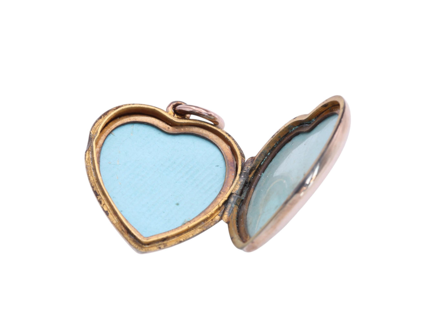 Antique 9ct Gold Blue Paste & Pearl Flower Heart Locket